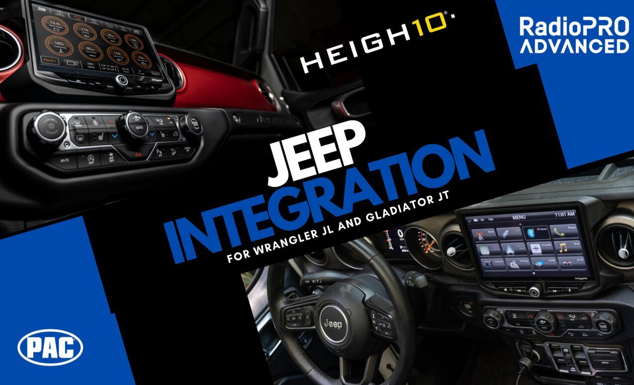Stinger HEIGH10 kit SRK-JW18EH, second angle of the Jeep JL dash.